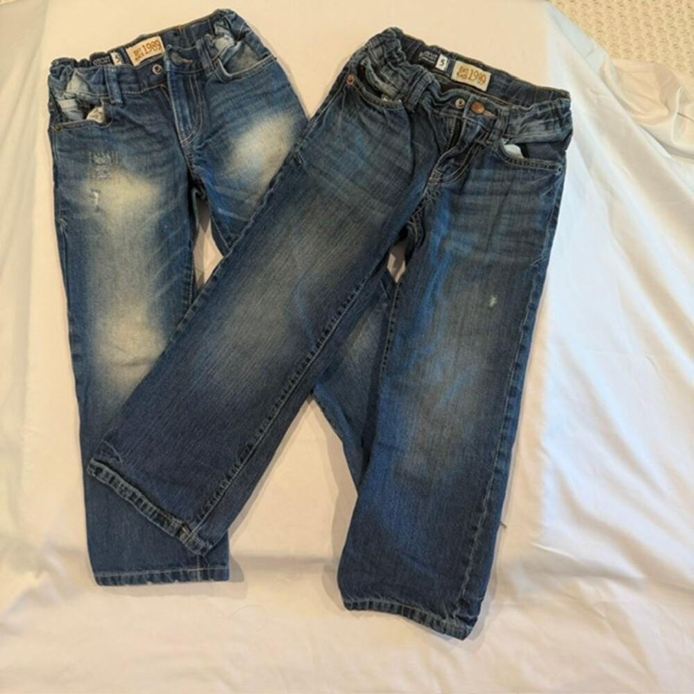 Est. 1989 Bootcut Boys Jeans Size 5 Lot of 2 Distressed Denim Adjustable Waist